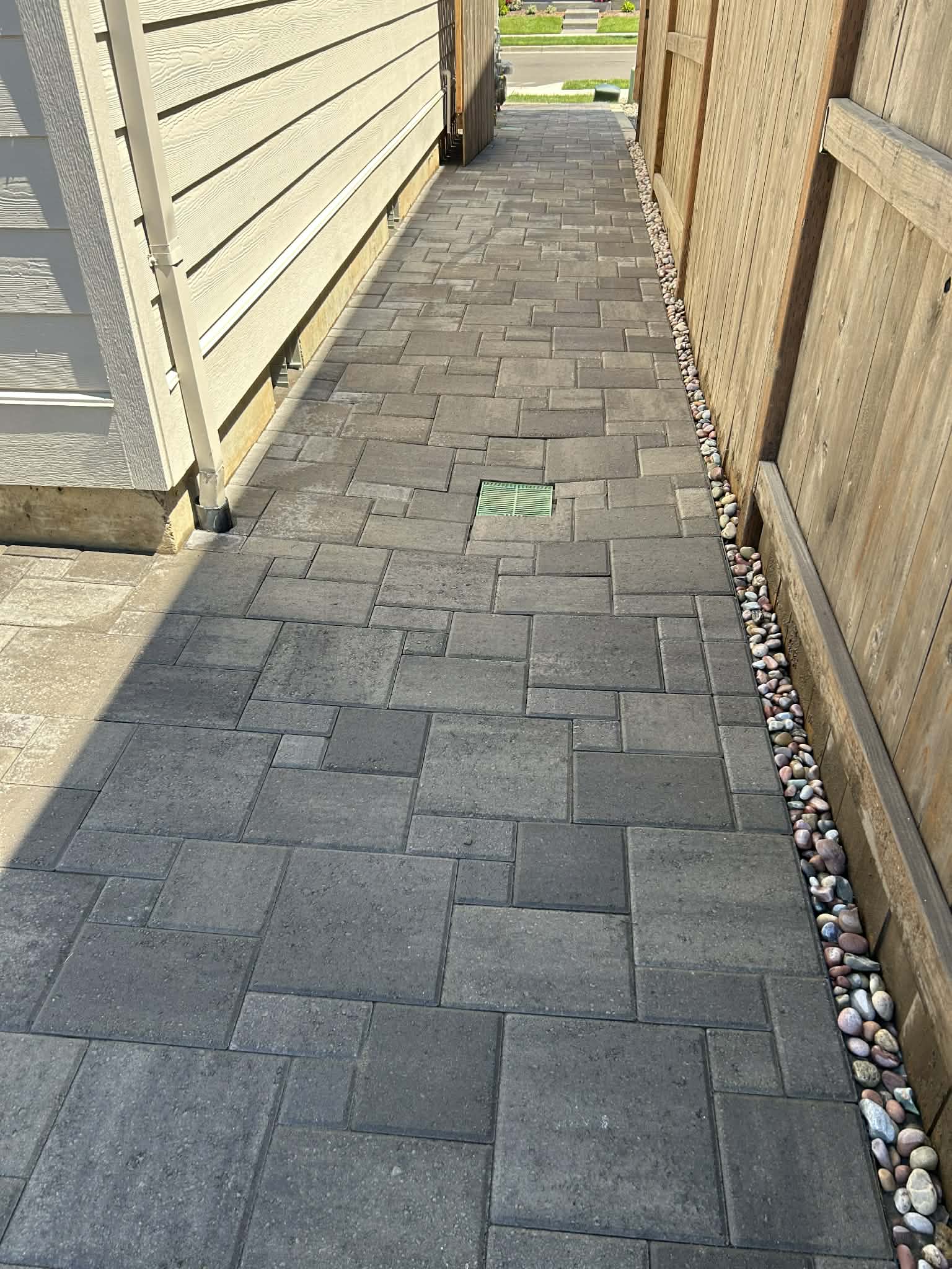Side yard paver walkway in Camas, WA